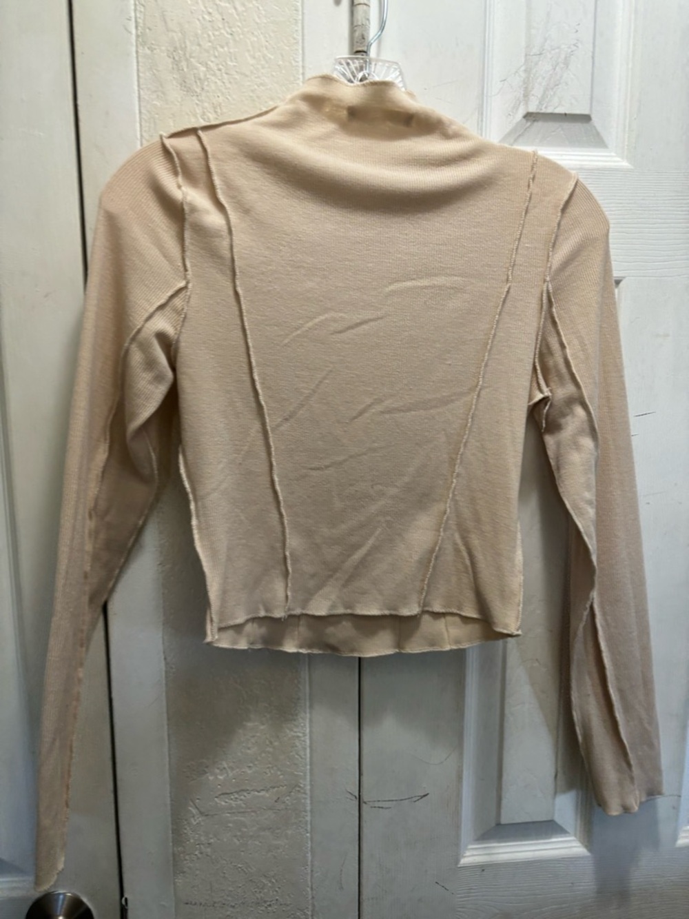 12th Tribe Women’s Cream Long-Sleeve Ribbed Knit Top - Picture 6 of 7